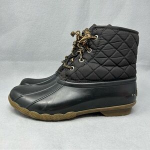 Sperry Women's Salt Water Quilted Duck Boots Rubber Waterproof Size 9 Black